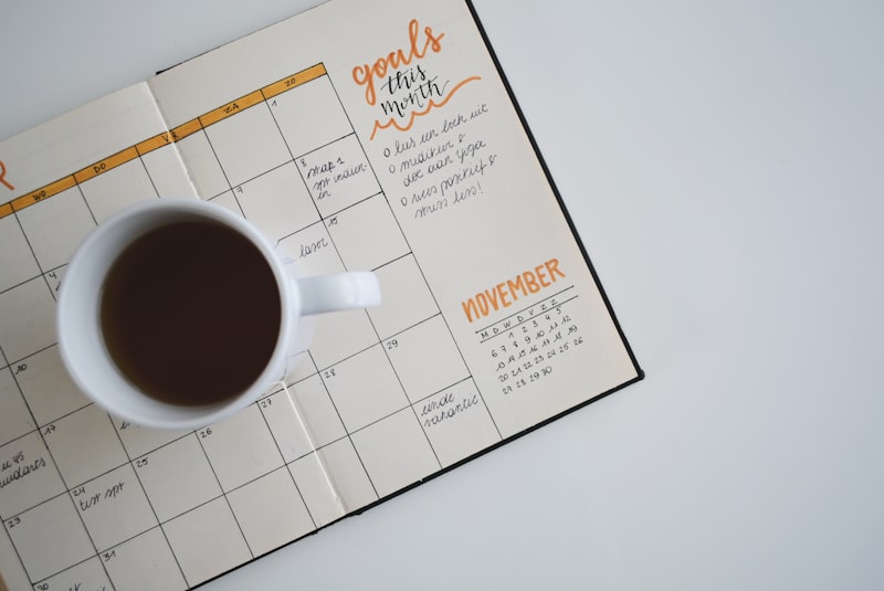 Calendar with planning notes